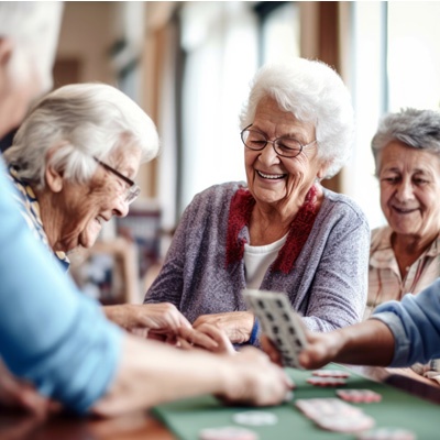 Groupe de personnes âgées qui jouent à un jeu de cartes