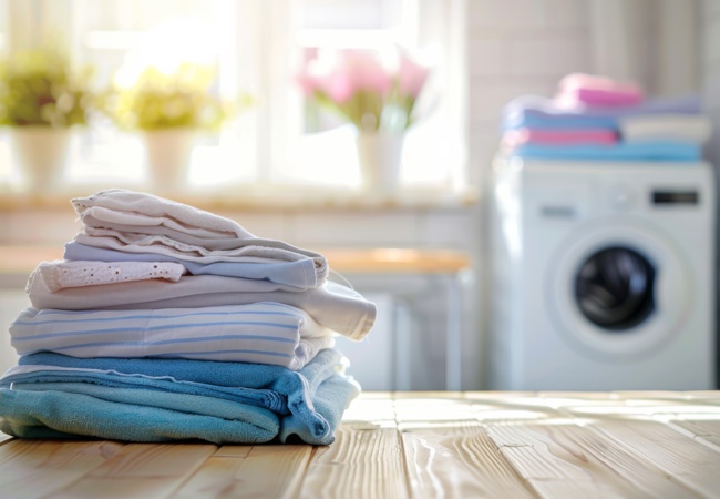 Pile de linge pliée et repassée